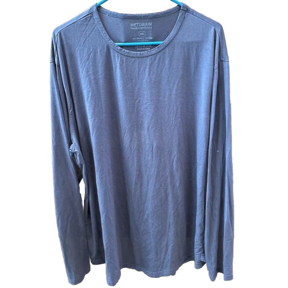 Netdraw Premium Essentials Gray Bamboo Blend Tee XXL Long Sleeve Pullover
